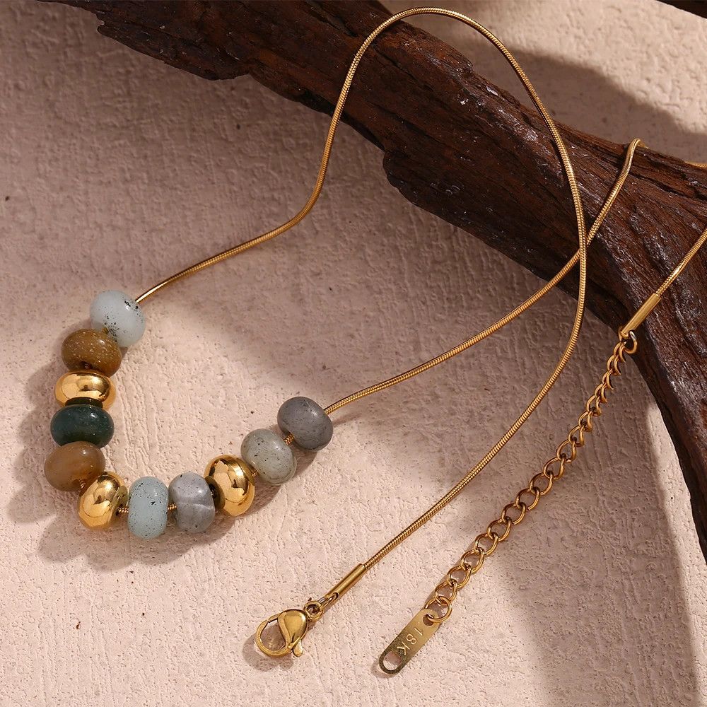 Jewelry × Vintage Natural Stone Beaded Snake Chain Necklace Size ONE SIZE - 6 Thumbnail
