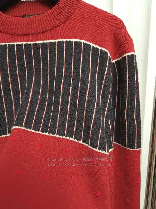 Louis Vuitton Louis Vuitton Red Wool Striped Sweater . Size S / US 4 / IT 40 - 3 Thumbnail