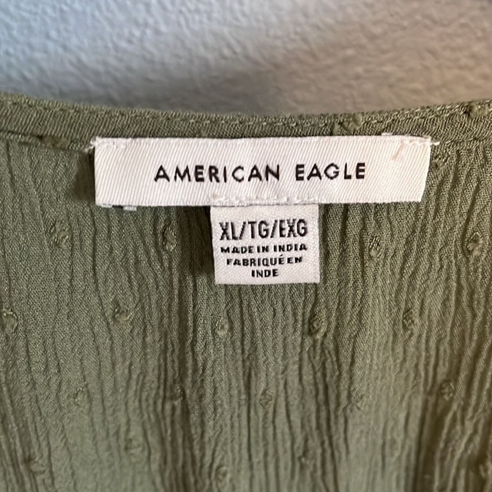 American Eagle Outfitters American Eagle Olive Long Sleeve V-Neck Flowy Blouse XL Size XL / US 12-14 / IT 48-50 - 2 Thumbnail