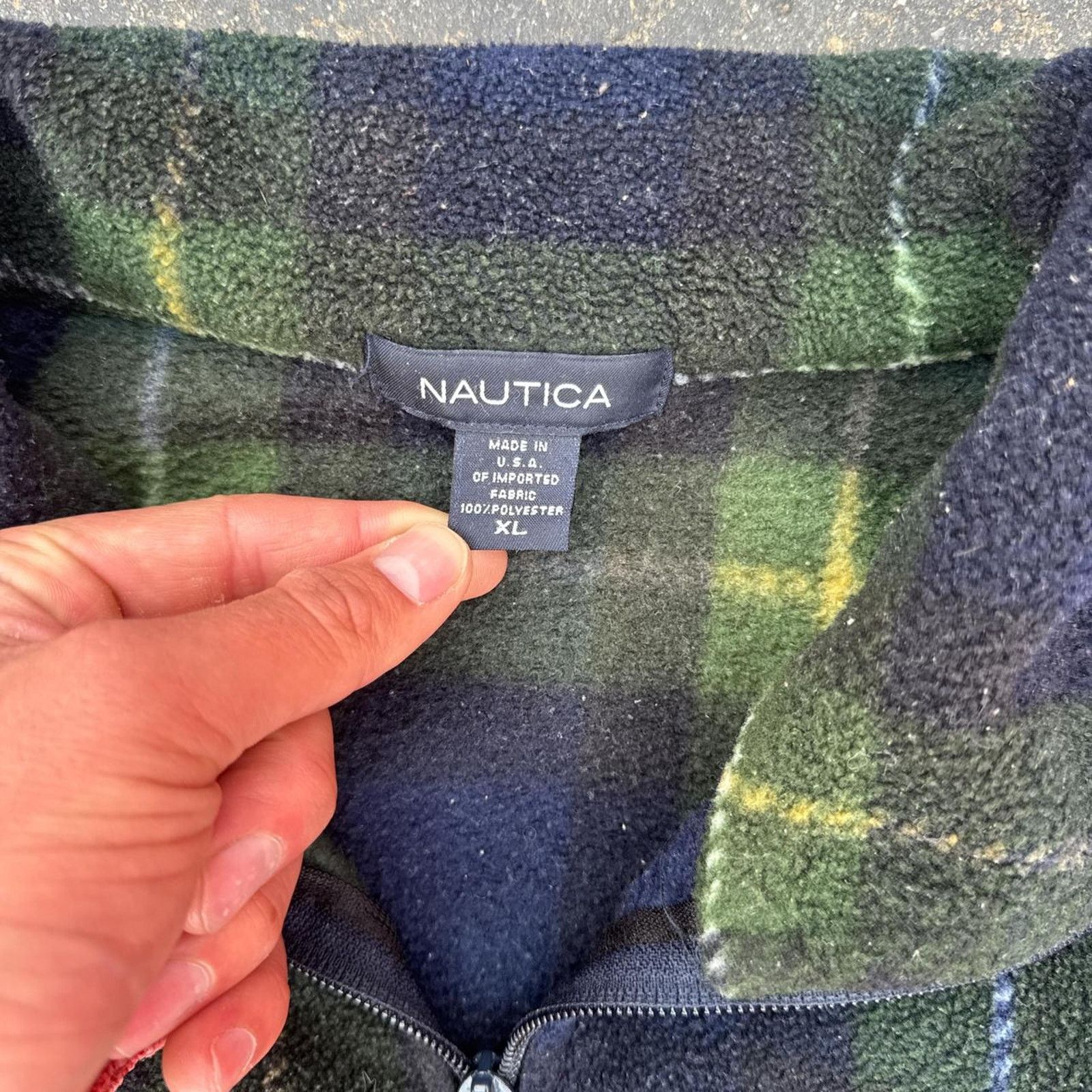 Nautica Vintage 90s Nautica Fleece Plaid QuarterZip Pullover Size XL Size US XL / EU 56 / 4 - 4 Thumbnail