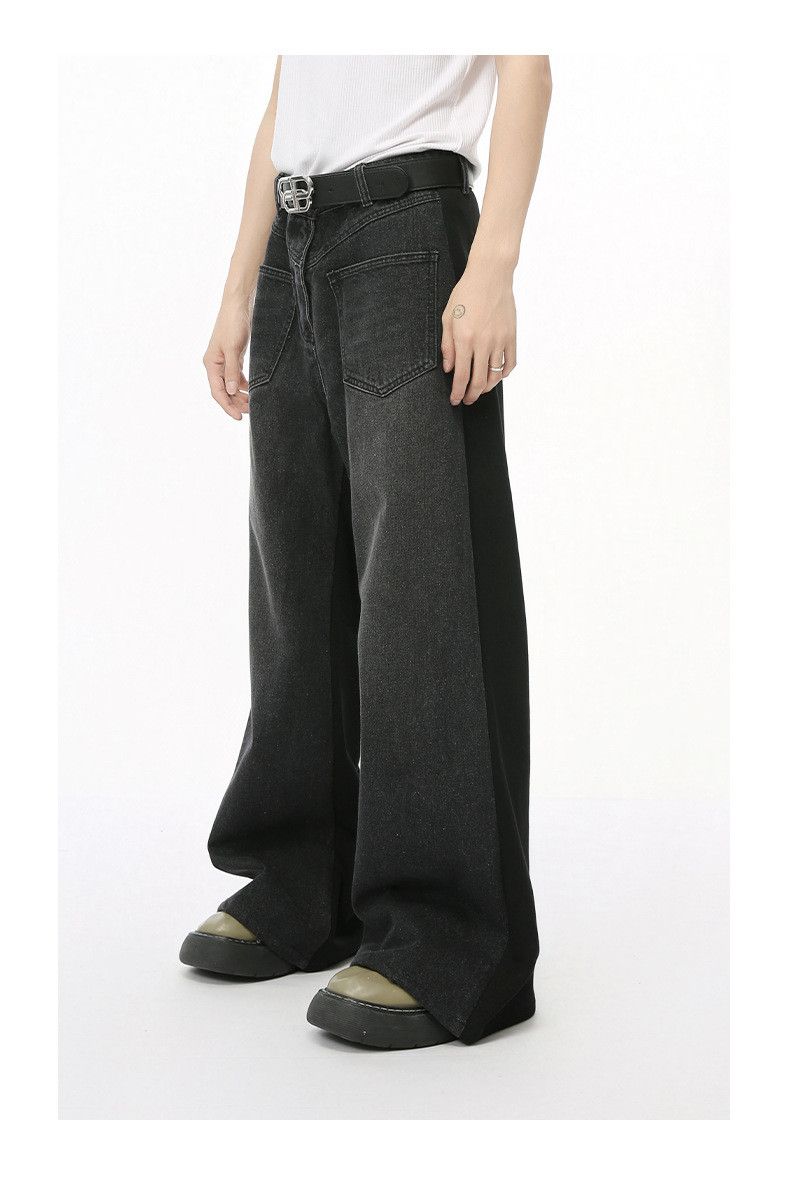 Japanese Brand × Jean Washed colorblock wide-leg loose jeans Size US 32 / EU 48 - 3 Thumbnail