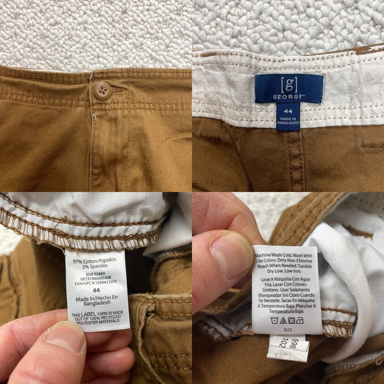 George VINTAGE George Cargo Shorts Mens 44 Brown Pockets 9.5" Inseam High Rise 42" Waist Adult Size US 42 / EU 58 - 8 Thumbnail