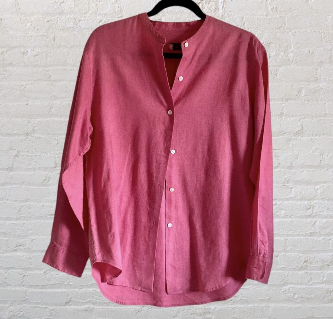 J.Crew HOT PINK J CREW LINEN BUTTON UP SHIRT BLOUSE TOP Size M / US 6-8 / IT 42-44 - 2 Thumbnail