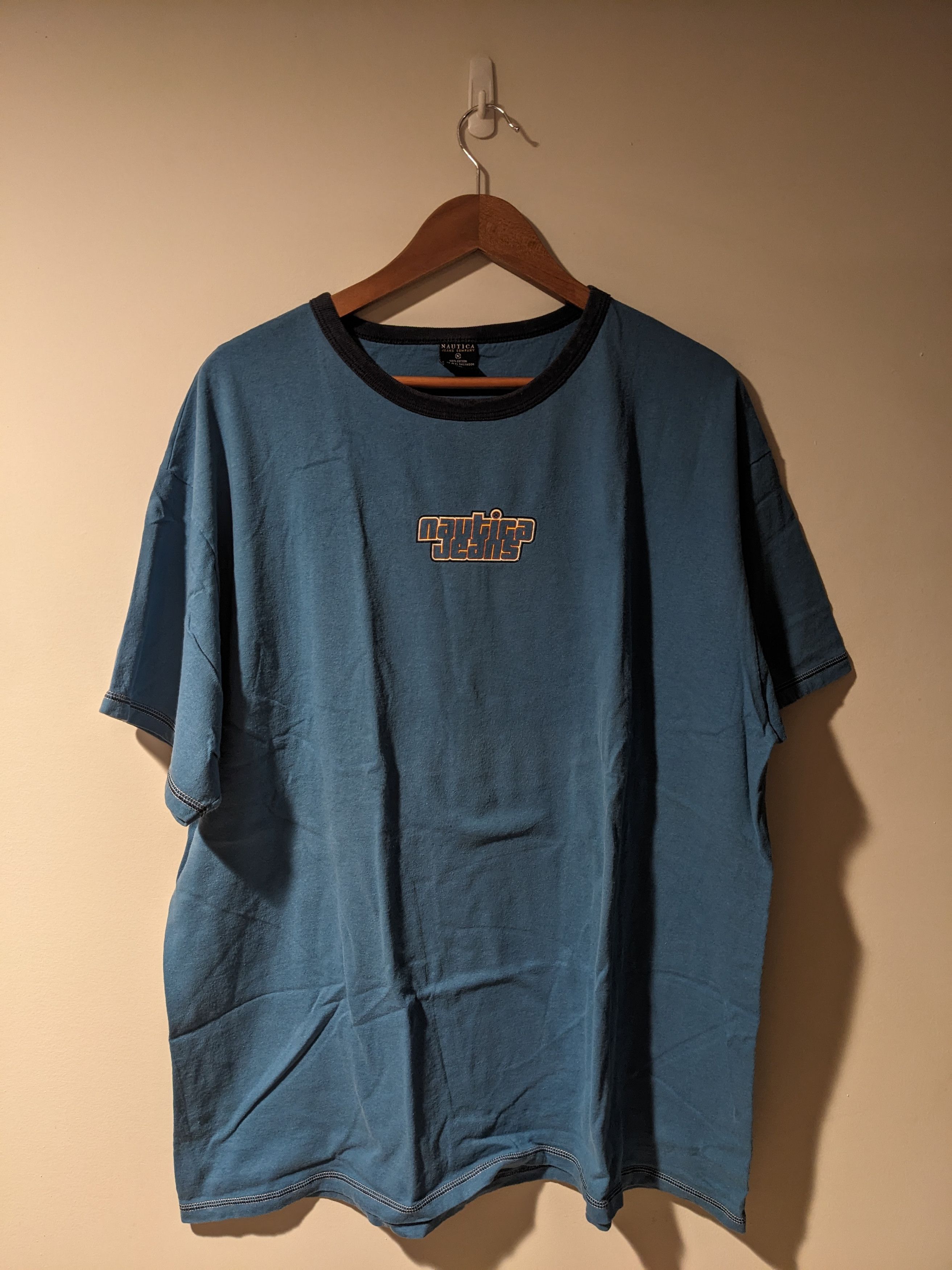 Nautica × Vintage Vintage Y2K Nautica Jeans Logo Blue XX-Large Ringer T-Shirt Size US XXL / EU 58 / 5 - 1 Thumbnail