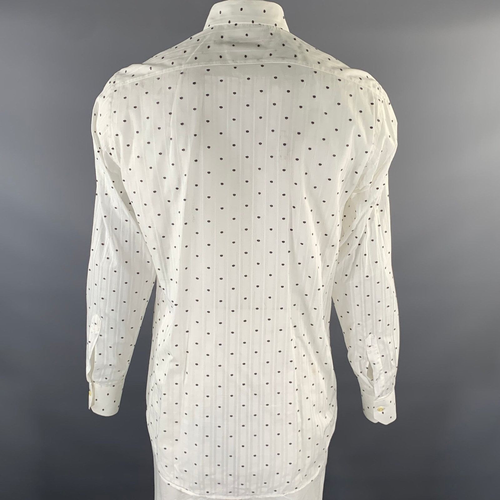 Etro ETRO L White Grey Polka Dot See Through Long Sleeve Shirt Size US L / EU 52-54 / 3 - 4 Thumbnail