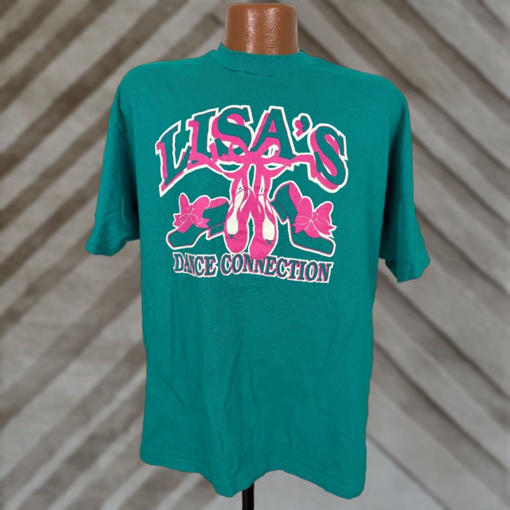 Hanes VINTAGE 90s Hanes T-Shirt Dance Connection Ballerina Pink Teal Adult XL Green 90s, Dance, Funny, Hipster, Outdoor, Sports Mens Shirt XS-XL Size US XL / EU 56 / 4 - 1 Thumbnail