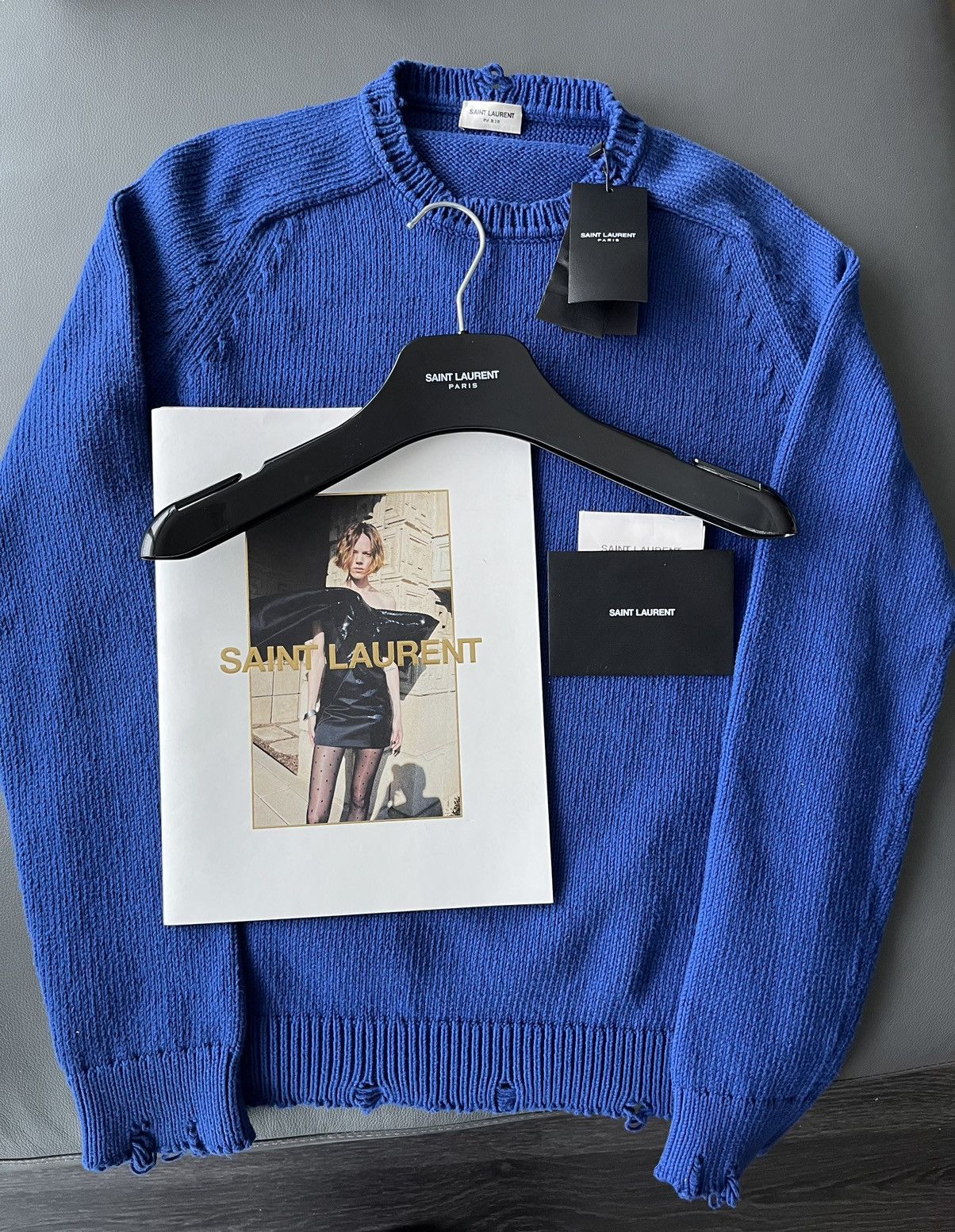 Saint Laurent Paris Super Runway Saint Laurent Sweater Distressed Size US L / EU 52-54 / 3 - 14 Thumbnail