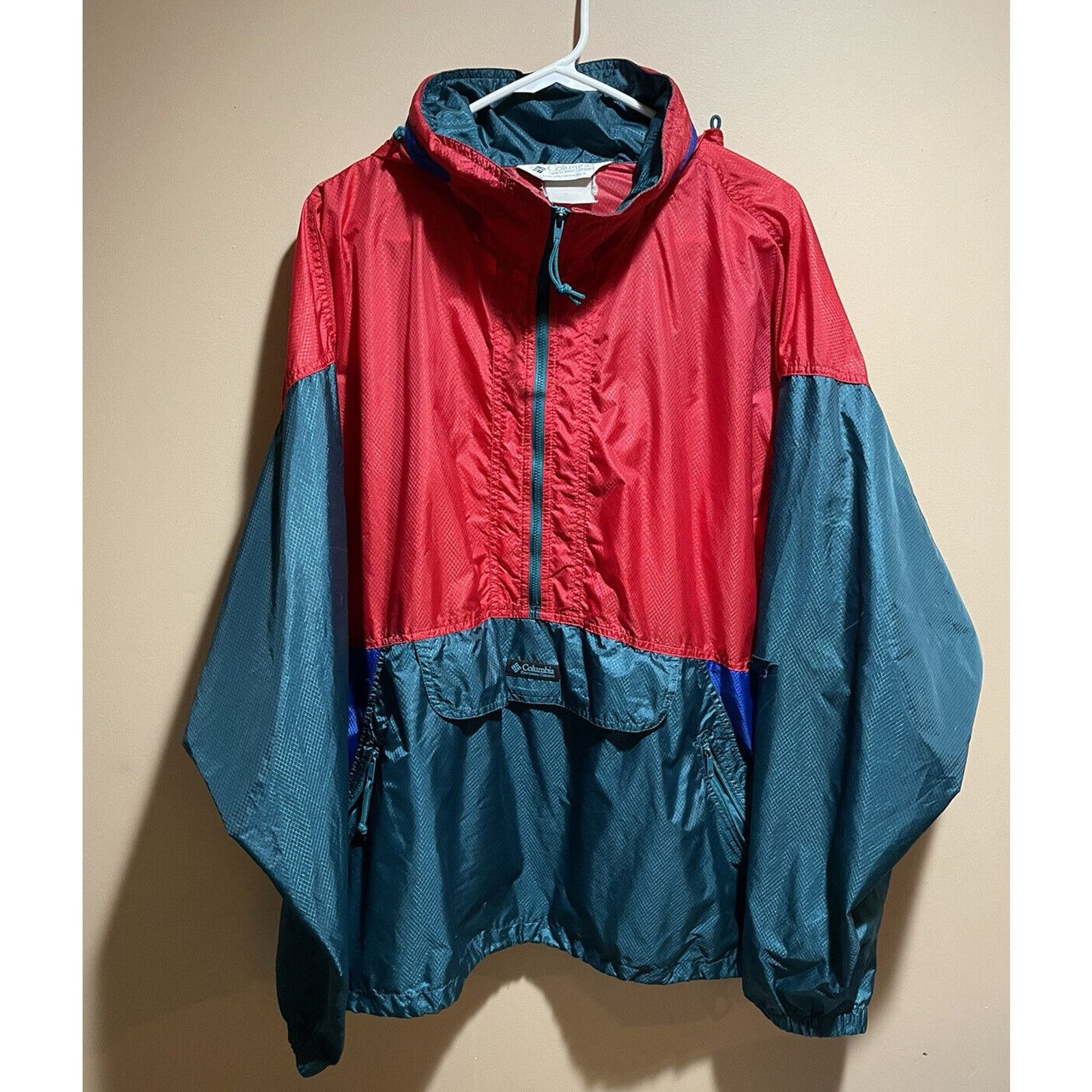 Columbia VTG Columbia Jacket Mens Red Green Windbreaker Full Zip XL Size US XL / EU 56 / 4 - 1 Thumbnail