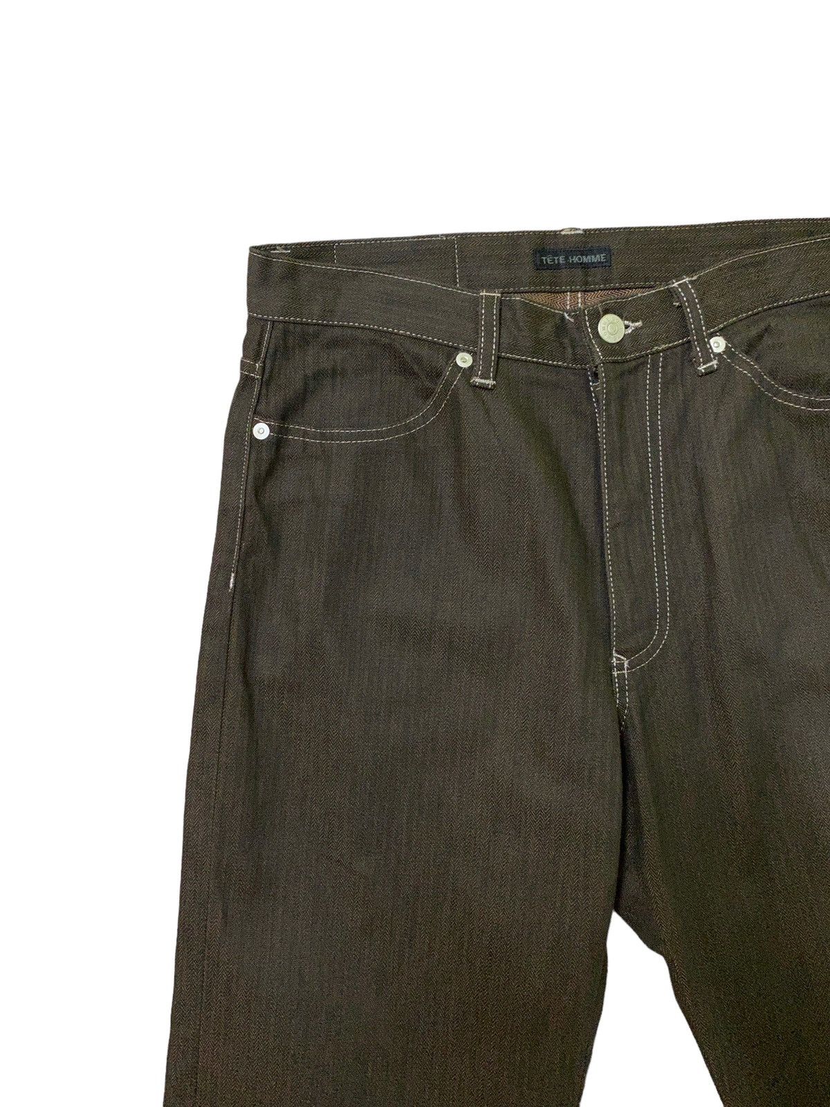 Tete Homme Vintage TETE HOMME Striped Brown Denim Pant Size US 28 / EU 44 - 4 Thumbnail