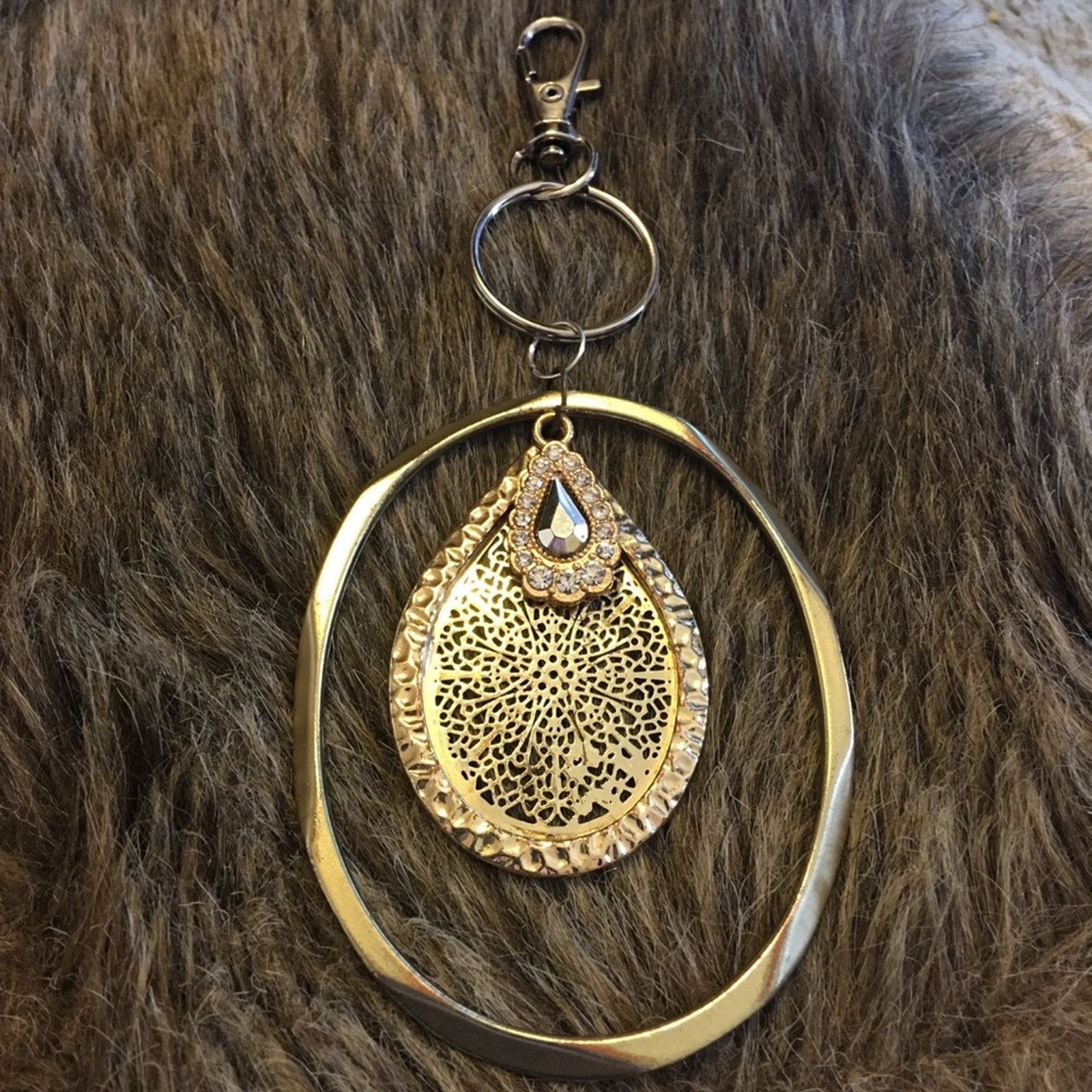 Handmade Vintage repurpose salvaged estate gem keychain Size ONE SIZE - 4 Thumbnail