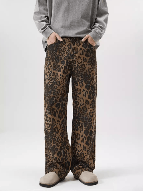 Japanese Brand × Jean Versatile leopard print loose straight wide-leg casual jeans Size US 32 / EU 48 - 4 Thumbnail
