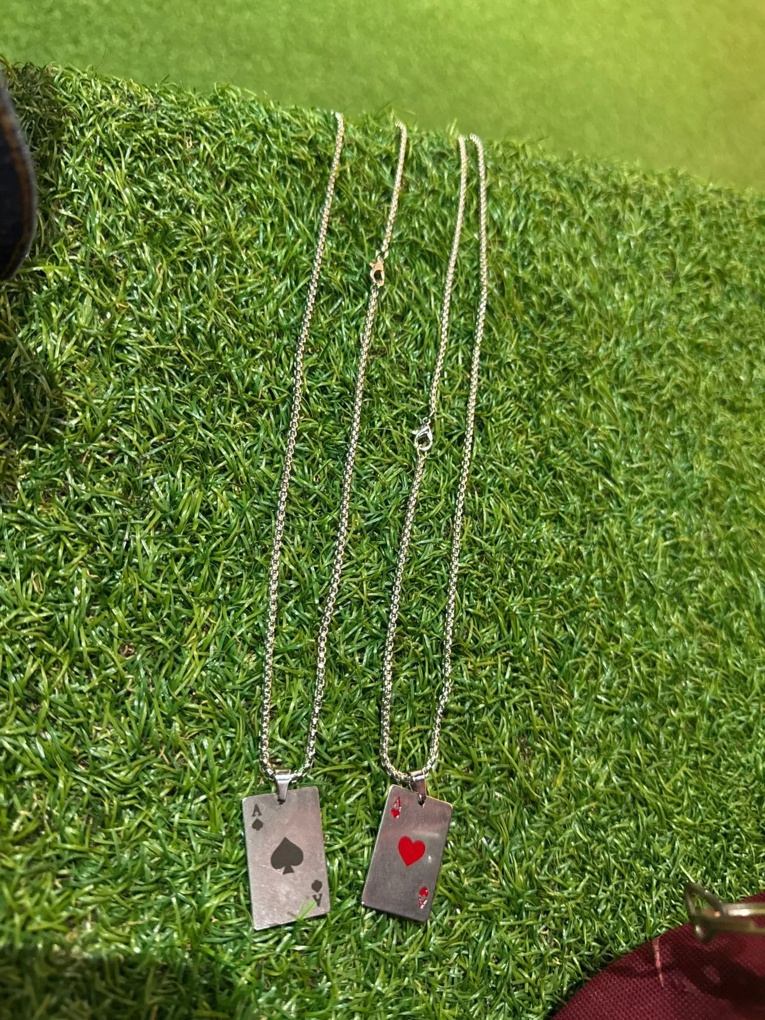 Vintage 2pcs of Ace Stainless Steel Poker Card Necklaces Size ONE SIZE - 4 Thumbnail