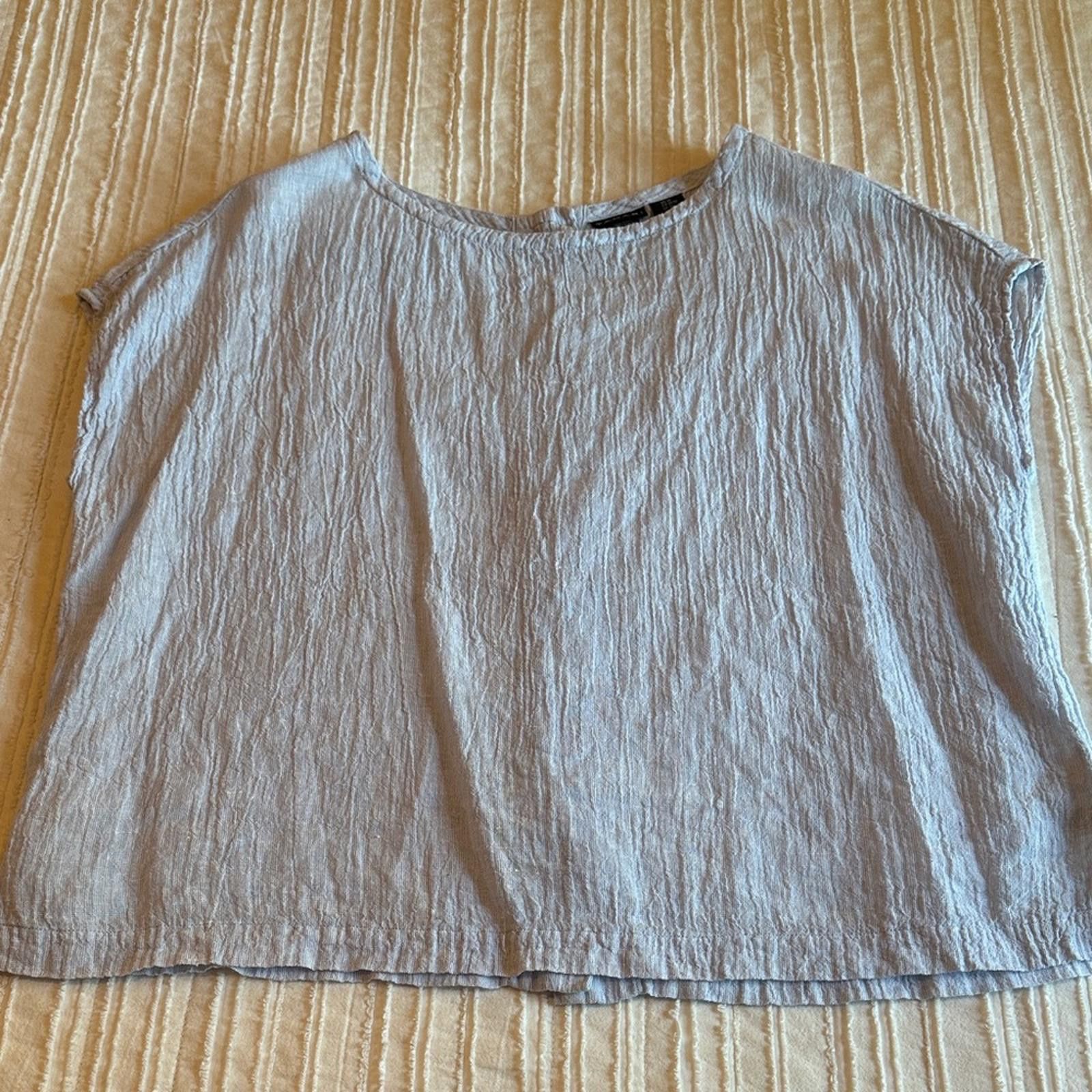 Elie Tahari Tahari Medium 100% Linen Medium Boxy Top EUC Coastal Size M / US 6-8 / IT 42-44 - 2 Thumbnail
