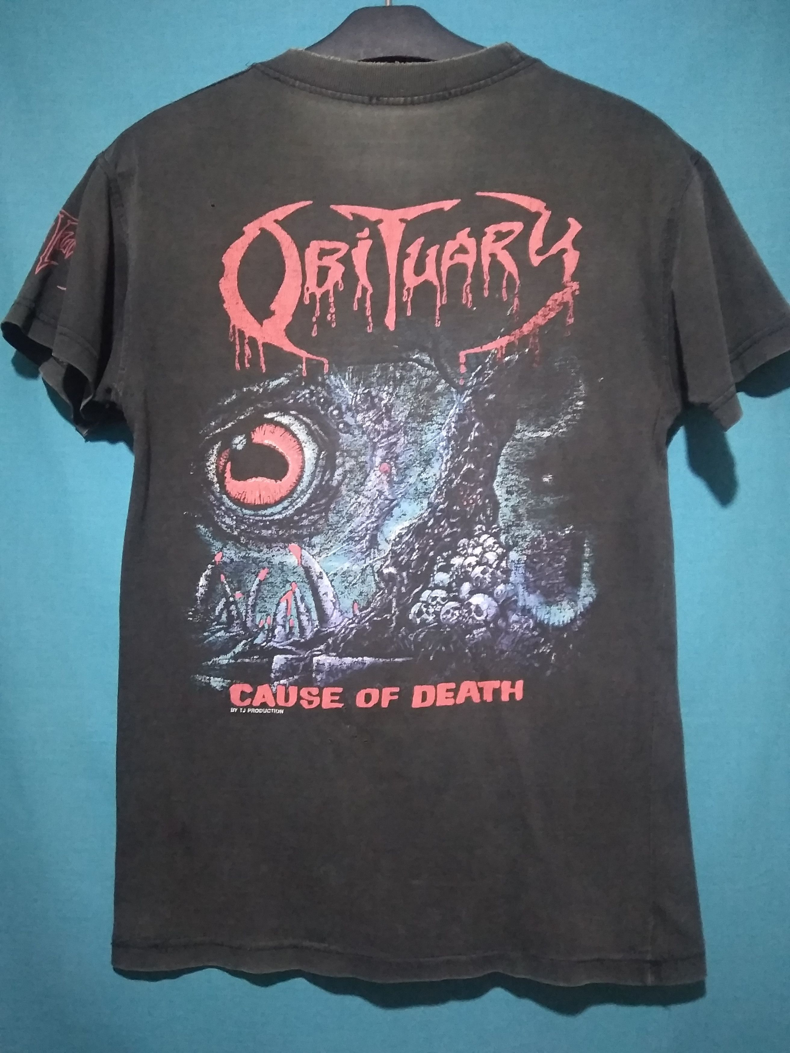 Band Tees Sick Rare Vtg OBITUARY cause of death thrashed faded Size US XS / EU 42 / 0 - 1 Thumbnail