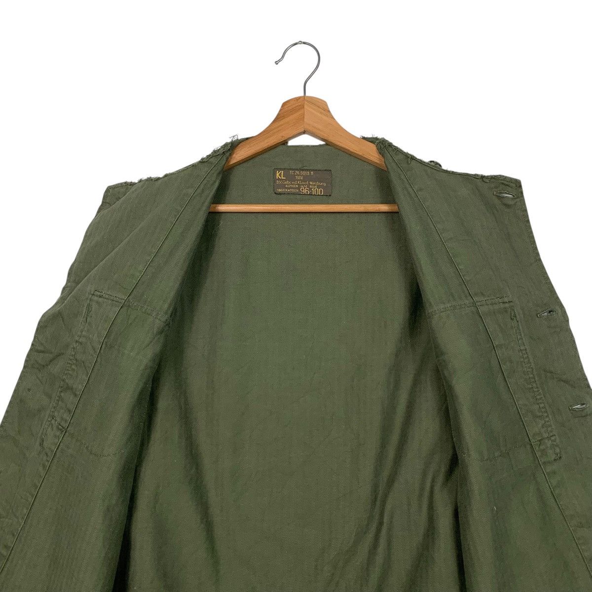 Vintage 74’ Dutch Army HBT Fatigue Jacket Cutoff Collar #1668-C74 Size US L / EU 52-54 / 3 - 12 Thumbnail