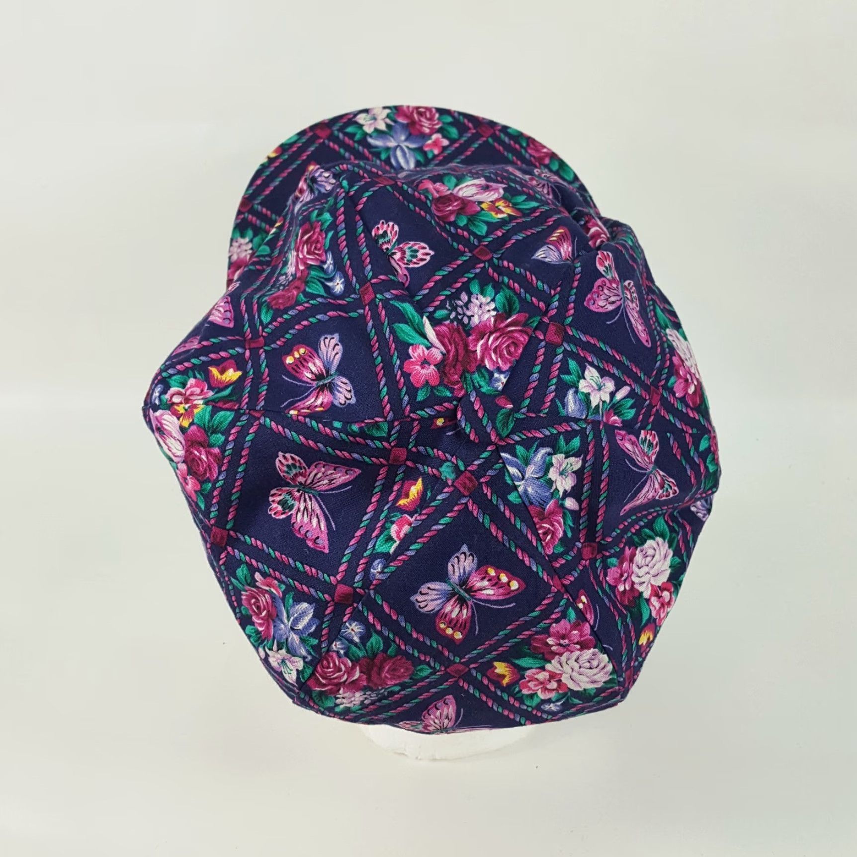 Vintage VINTAGE Infinity Chic Baseball Cap Hat One Size Purple Floral Butterfly 90s Cute Adjustable Cotton Women's Hat Size ONE SIZE - 5 Thumbnail