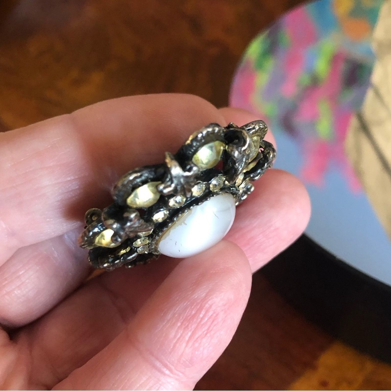 Vintage Vintage LIDZ Brothers NY citrine and moon stone brooch Size ONE SIZE - 7 Thumbnail
