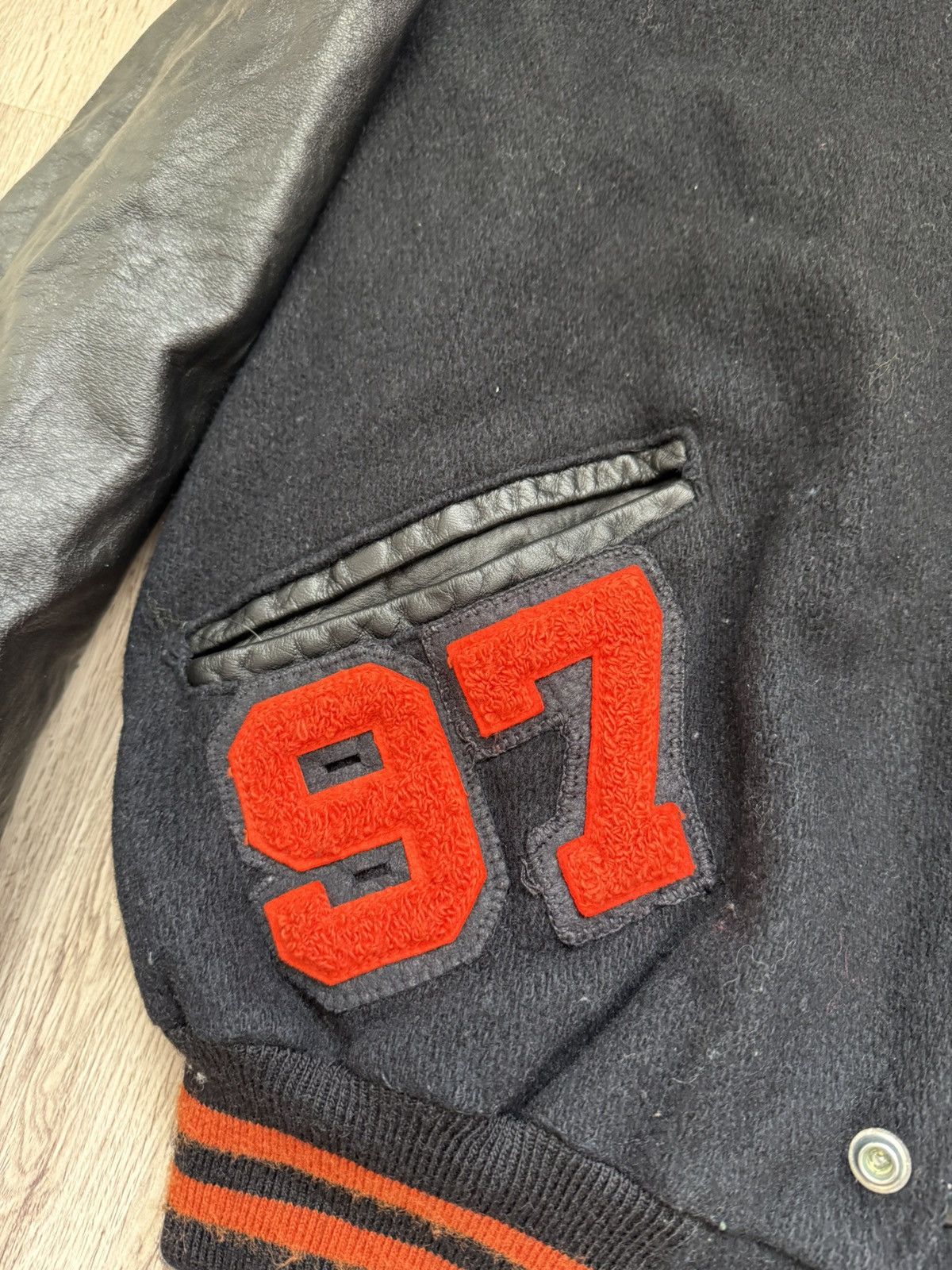 Vintage DeLONG Varsity Jacket Made in USA Wool Size 44