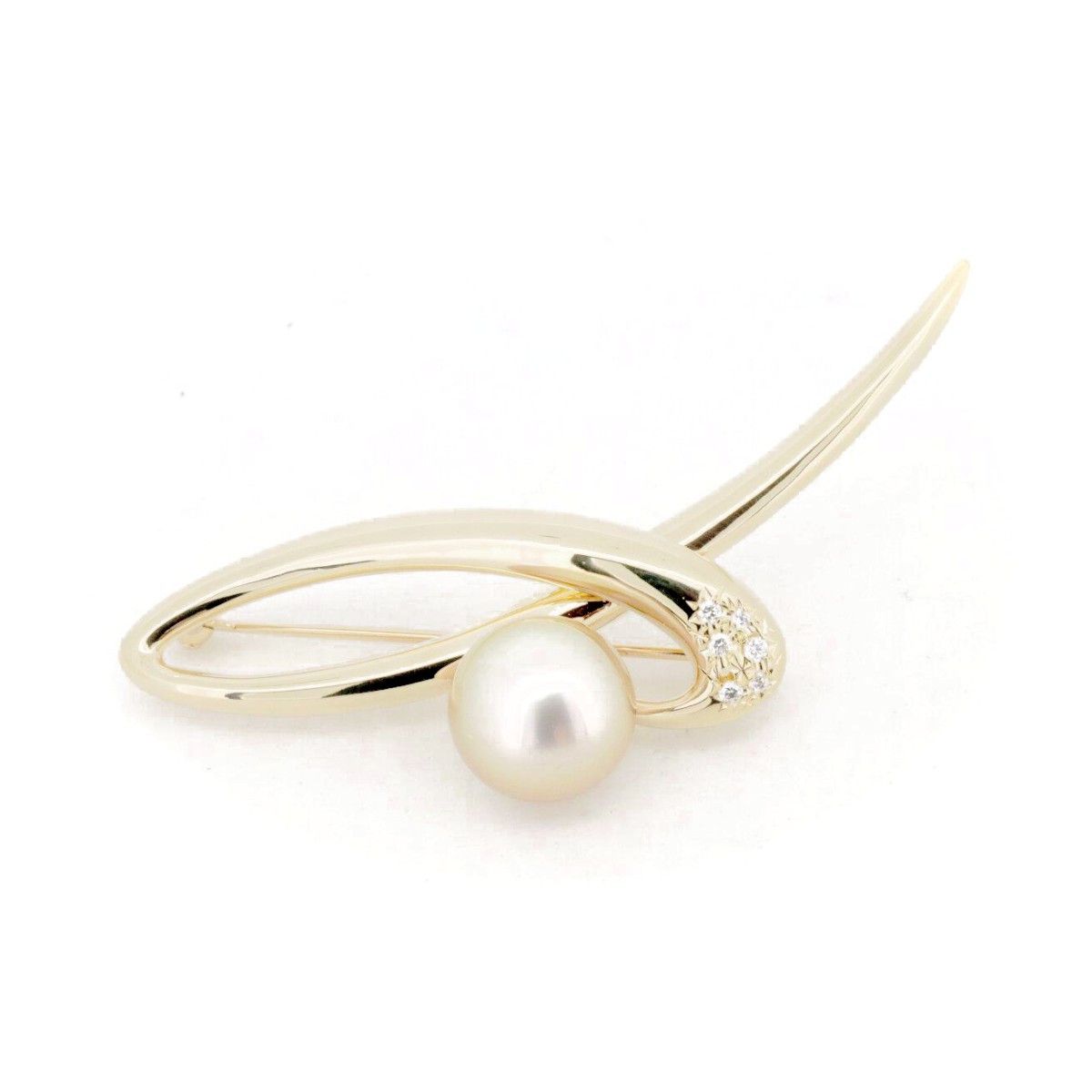 Tasaki Tasaki Pearl Diamond Au750 Brooch Precious Metal Brooch DUTY FREE for USA