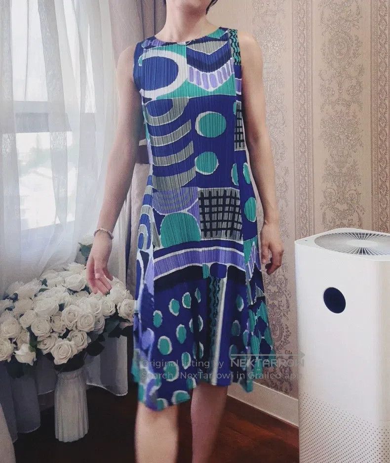 Issey Miyake Issey Miyake Blue Dress Size L / US 10 / IT 46 - 1 Thumbnail