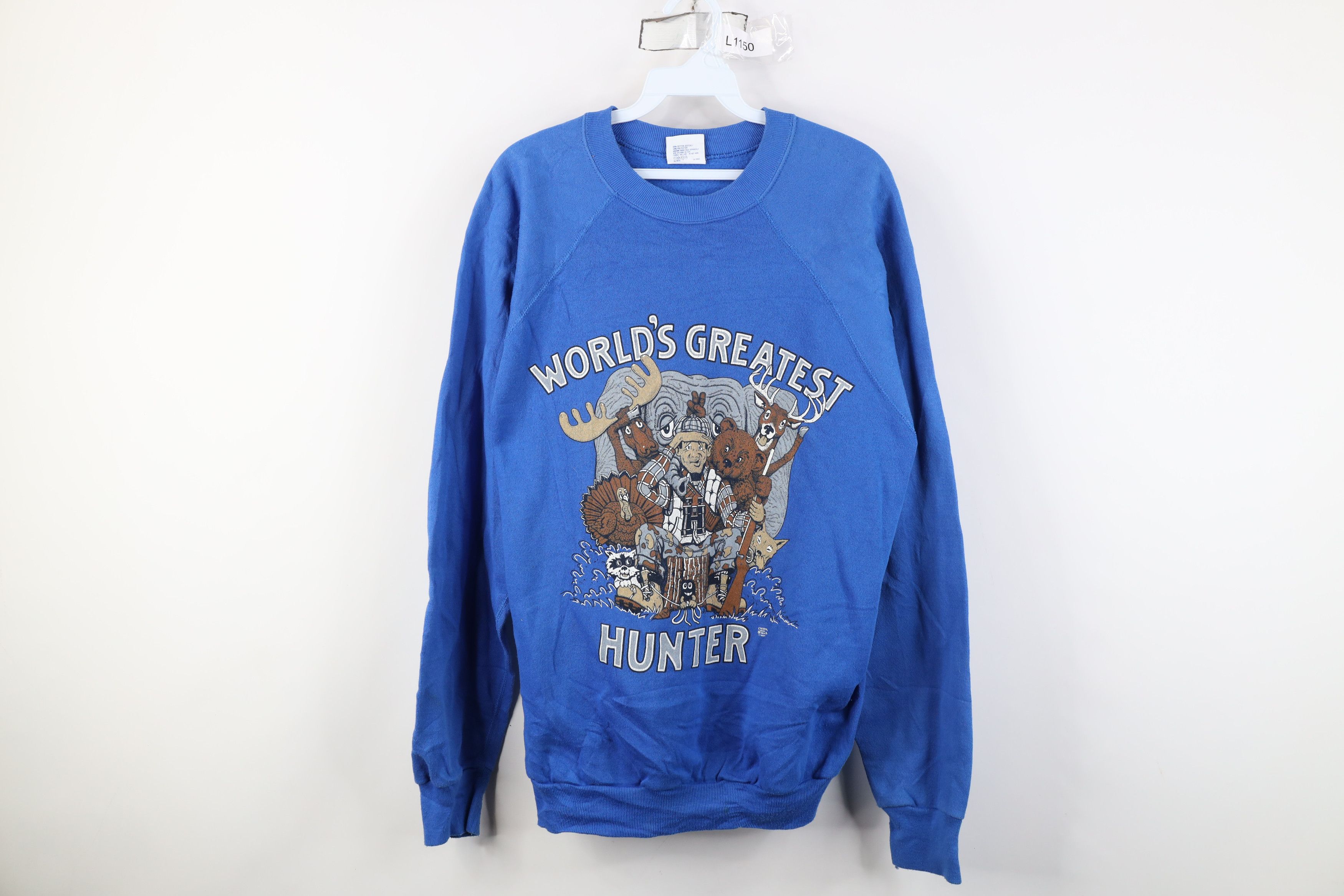 Vintage 90s Greatest Hunter Hunting Sweatshirt Blue USA