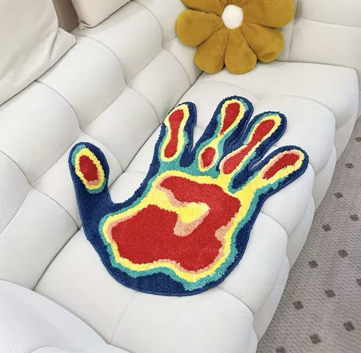 Japanese Brand Soft and Fluffy Palm Shape Rug Size ONE SIZE - 3 Thumbnail