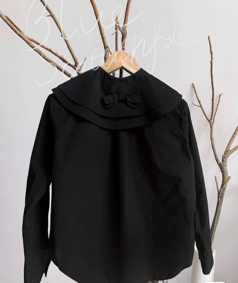 Comme des Garcons CDG Tricot Black Bow Collar Shirt - dmc Size US M / EU 48-50 / 2 - 1 Thumbnail