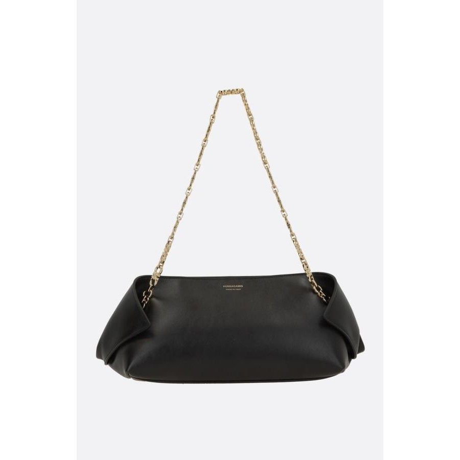 Salvatore Ferragamo FERRAGAMO Scarf XS Black Smooth Leather Shoulder Bag New & A Size ONE SIZE - 1 Thumbnail