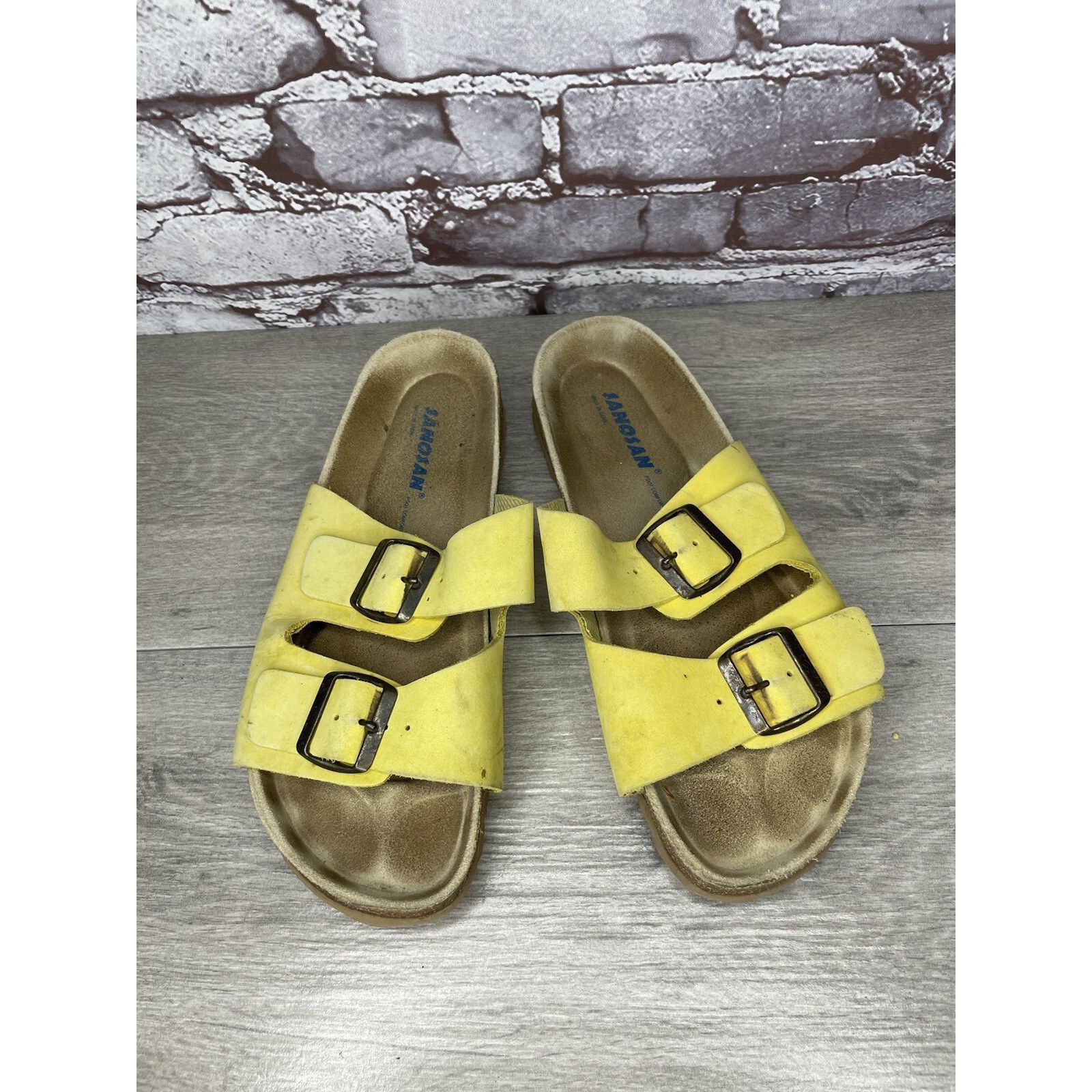 Other Sanosan Yellow Leather Arizona Slides Casual Cork Sandals Wo Size US 9.5 / IT 39.5 - 10 Thumbnail