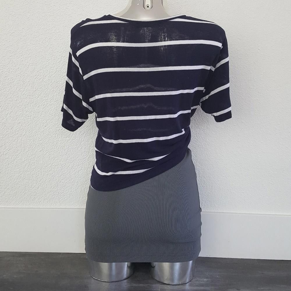 Designer Navy White Striped Melville Short Sleeve Size ONE SIZE - 2 Thumbnail