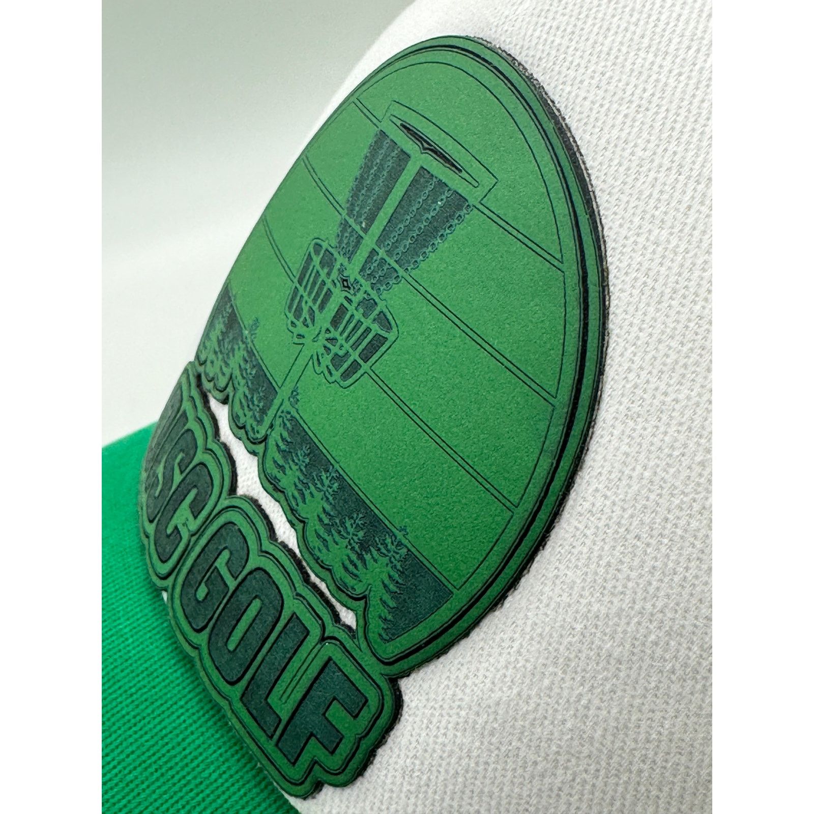 The Unbranded Brand Disc Golf Leather Patch Hat Trucker Hat Engraved Basket Size ONE SIZE - 4 Thumbnail
