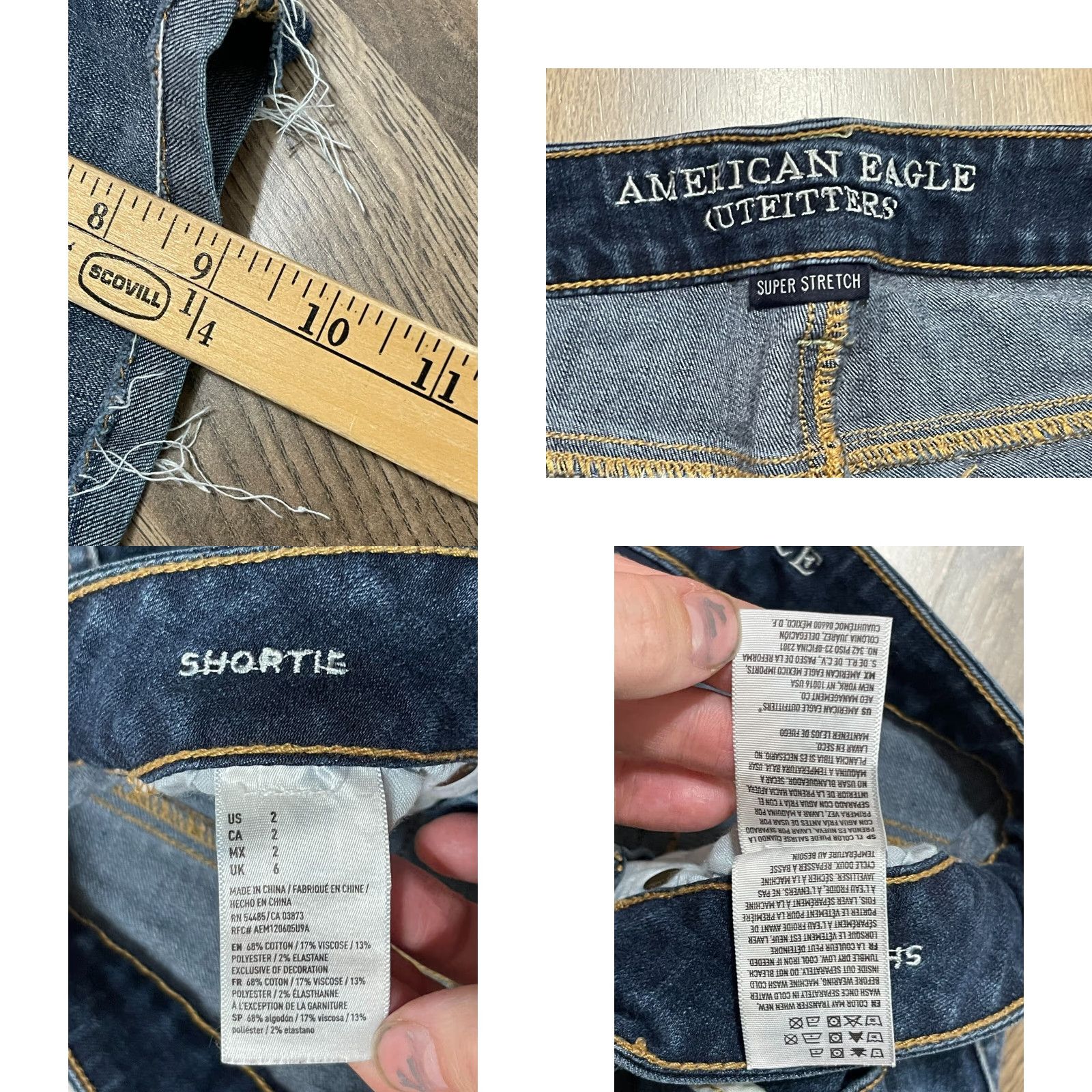 American Eagle Outfitters American Eagle Outfitters Shorts Women 2 Denim Cuffed Super Stretch Blue 3 in Inseam Casual Modern Regular Facet: AE0 Size 26" / US 2 / IT 38 - 8 Thumbnail