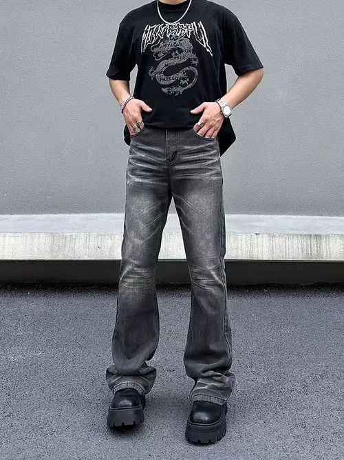 VIBE Street Vintage Gradient Washed Micro Flare Black Jeans Size US 30 / EU 46 - 5 Thumbnail