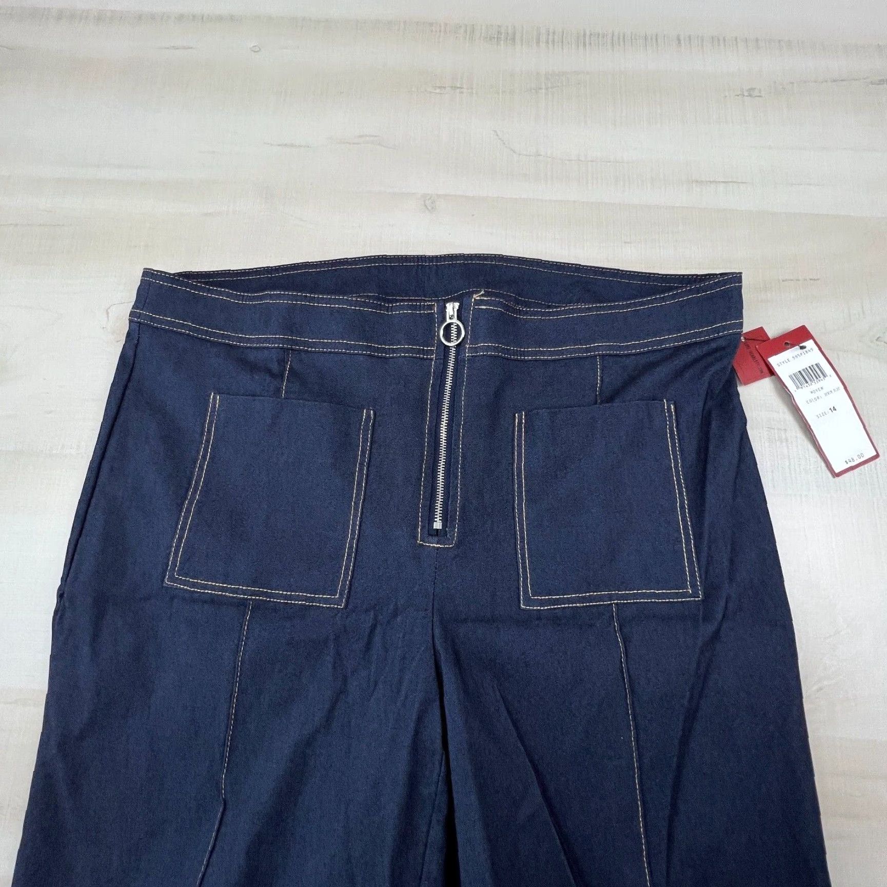 Vintage Love Scarlett Womens Dark Blue Wide Leg Jeans 14 Medium Wash Cotton Blend New Size 36" / US 14 / IT 50 - 2 Thumbnail