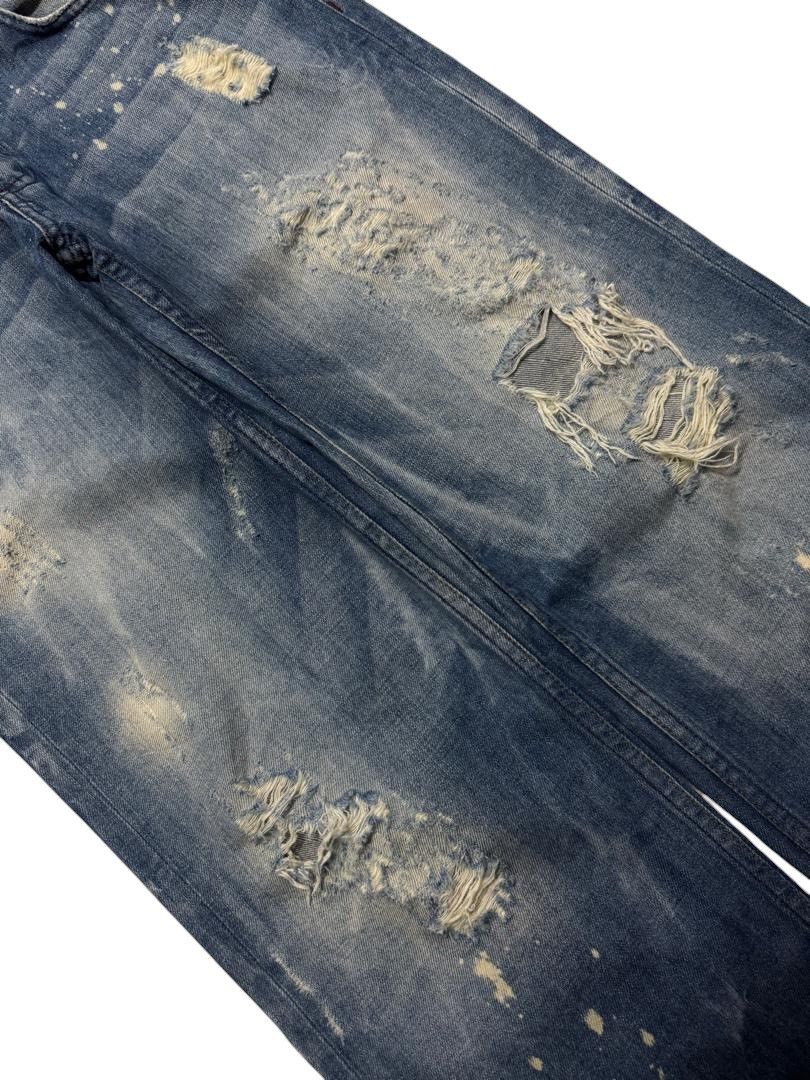 If Six Was Nine VINTAGE ARMANI EXCHANGE DESTROY SPLASHING FADED DENIM GRUNGE Size US 31 - 7 Thumbnail