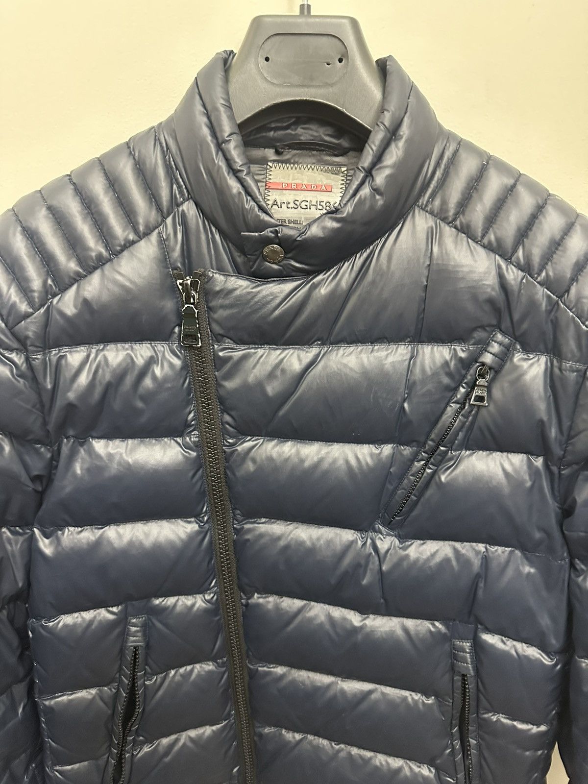 Prada Prada biker style navy down jacket sz M Size US M / EU 48-50 / 2 - 2 Thumbnail