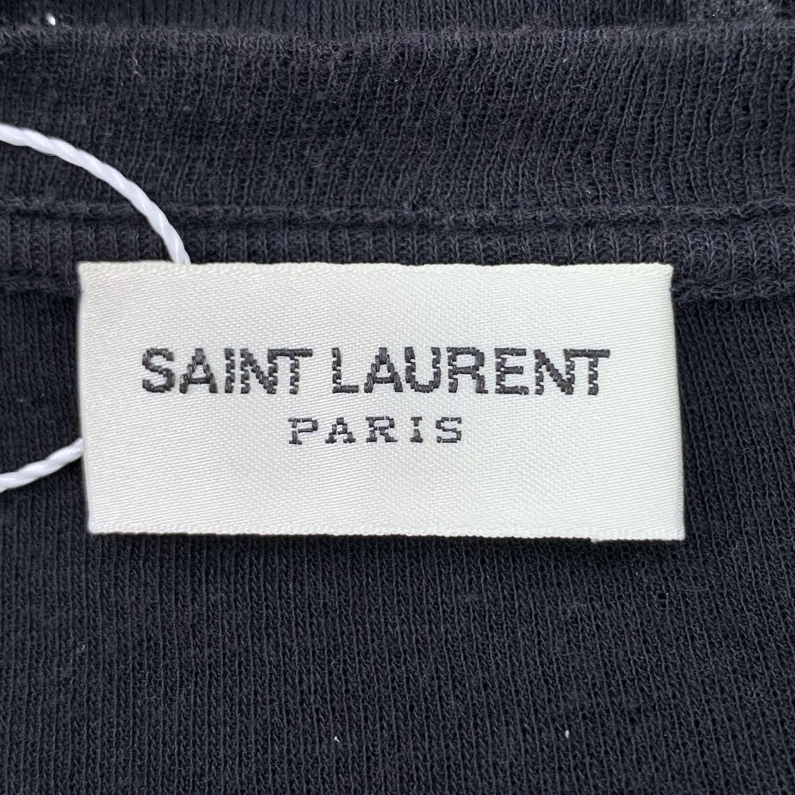 Saint Laurent Paris Saint Laurent Black Sequin Cotton T-Shirt (Size XS) Size XS / US 0-2 / IT 36-38 - 2 Thumbnail
