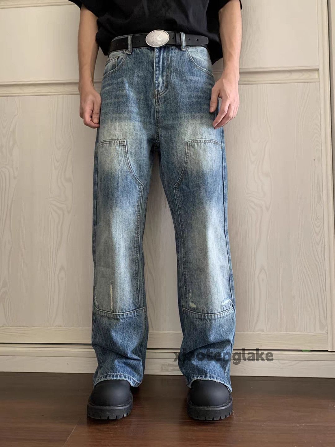 Jean × Vintage washed faded cleanfit damaged flared yuppie jeans Size US 30 / EU 46 - 3 Thumbnail