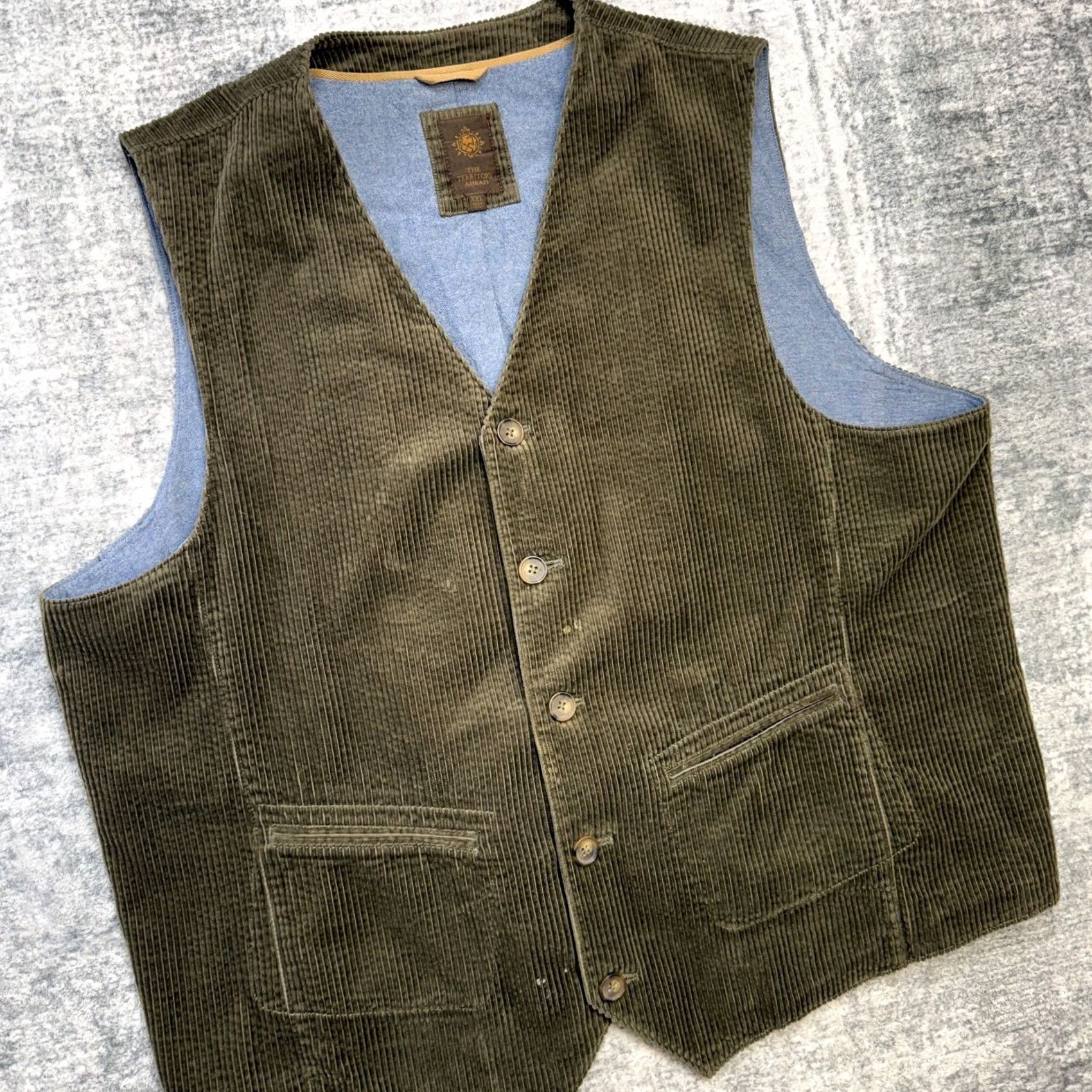The Territory Ahead Territory Ahead Waistcoat Mens 2XL Olive Green Corduroy Suit Vest Size US XXL / EU 58 / 5 - 2 Thumbnail