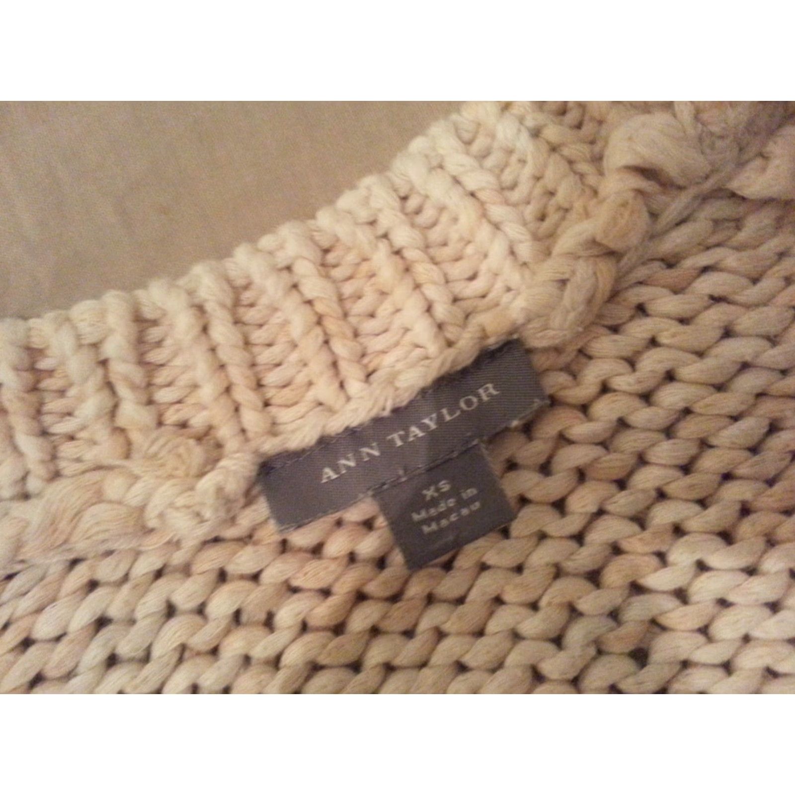 Ann Taylor VINTAGE? (No) Ann Taylor Womens Cardigan Sweater Jacket XS Cotton Beige Slim? Size XS / US 0-2 / IT 36-38 - 5 Thumbnail