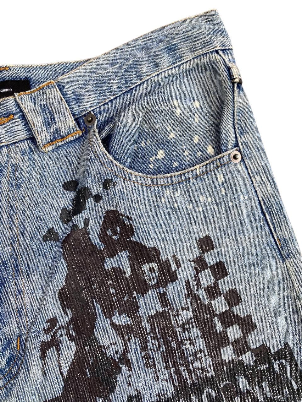 Japanese Brand 2000's In The Attic Poem All Over Print Washed Denim Size US 30 / EU 46 - 8 Thumbnail