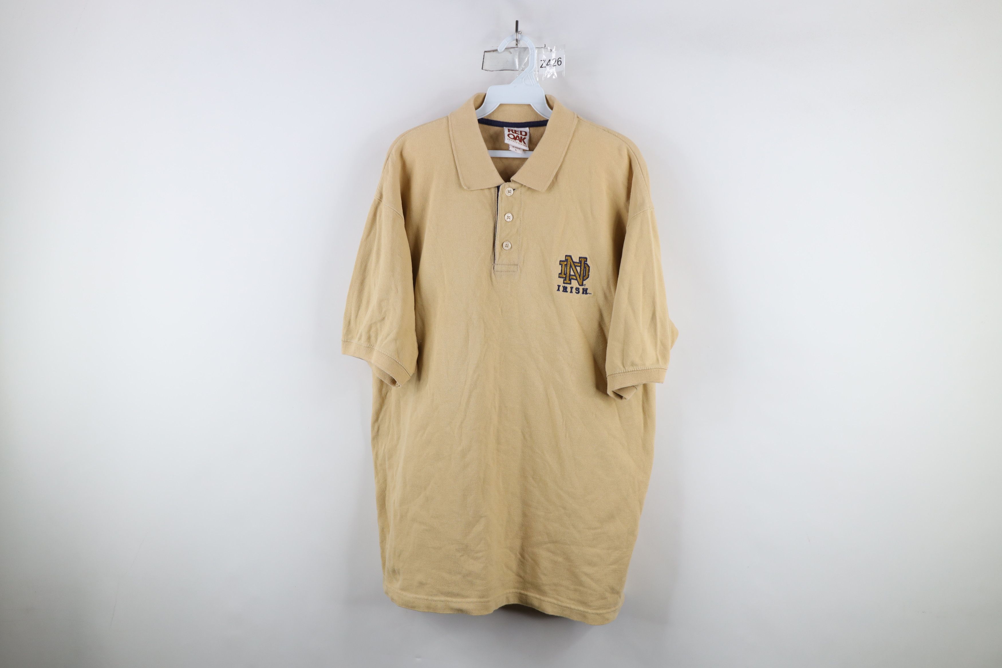 Vintage Vintage 90s Dame University Irish Collared Polo Shirt Gold Size US L / EU 52-54 / 3 - 1 Thumbnail