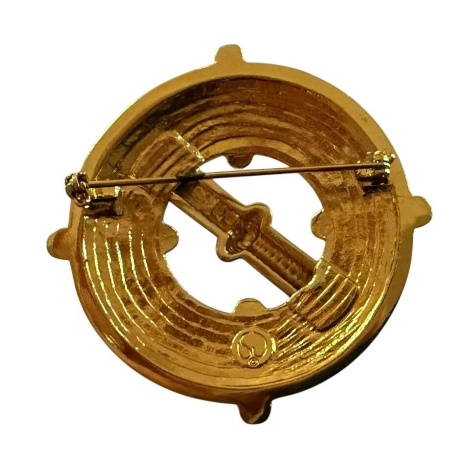 Other St John Vintage 80s Gold-Tone Round Brooch With Rope & Bar D Size ONE SIZE - 4 Thumbnail