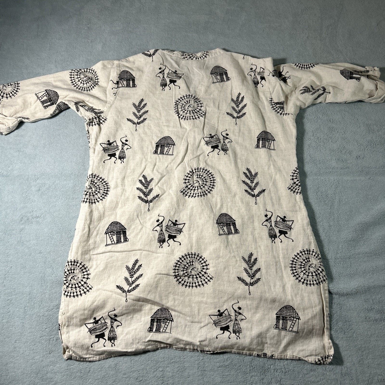 Fabiana Filippi VTG Linen Blend Aztec Native Tunic Large Caveman Wall Art Size L / US 10 / IT 46 - 2 Thumbnail