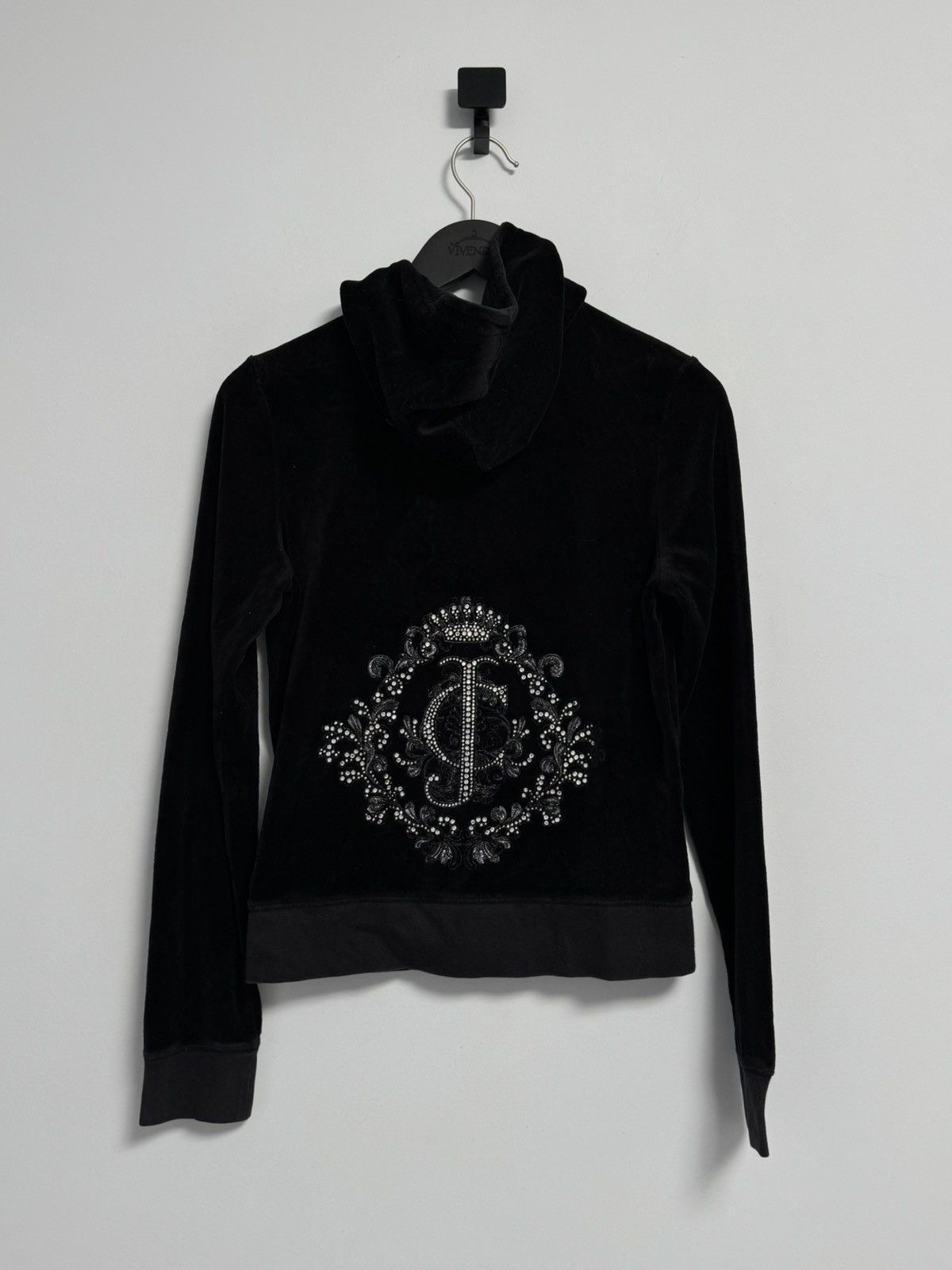 Juicy Couture Vintage Juicy Couture Y2K Glam Velour Black Zip Up Hoodie Size L / US 10 / IT 46 - 8 Thumbnail
