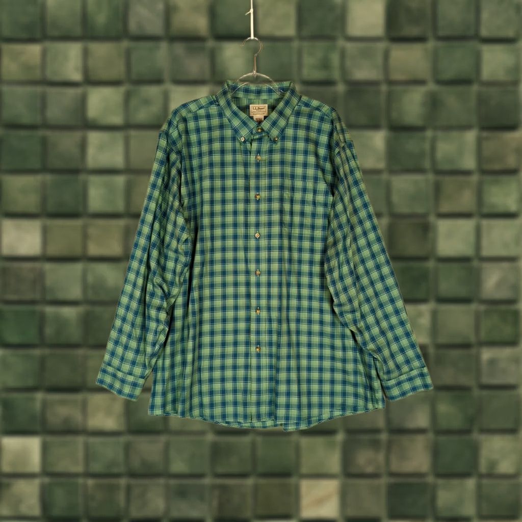 Vintage L.L. Bean Traditional Fit Shirt XXL Green Plaid Long Sleeve Button-Up Mens Big & Tall Size US XXL / EU 58 / 5 - 1 Thumbnail