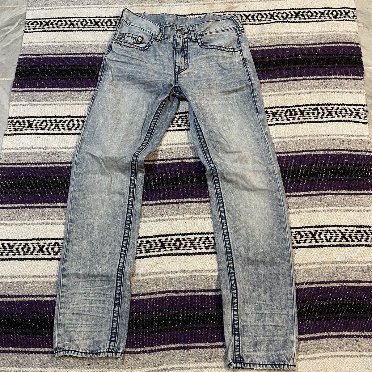 True Religion True Religion Skinny Stone Wash Blue Denim Jeans 35x31 Size US 35 - 1 Thumbnail