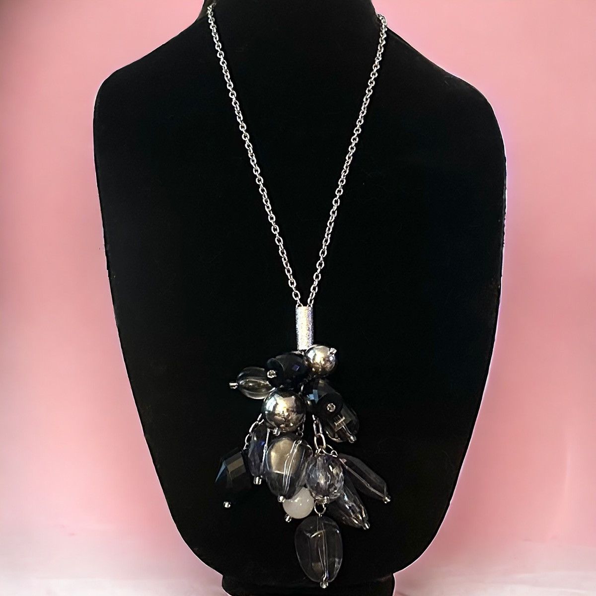Other Chunky cluster tassel bead silver chain necklace and earring Size ONE SIZE - 1 Thumbnail