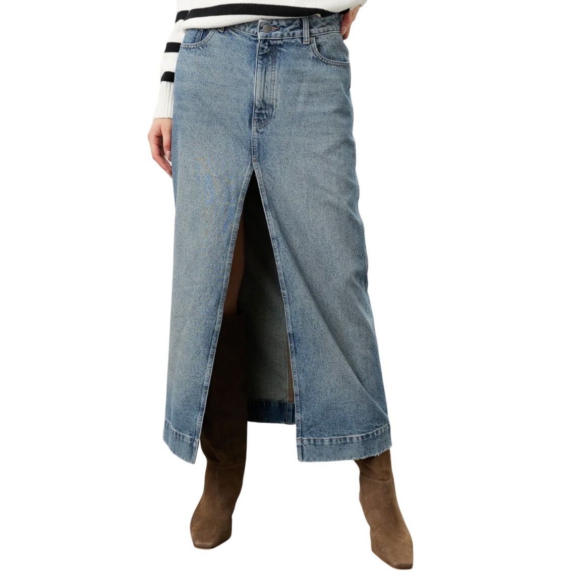 DL1961 DL1961 Asra Jean Front Slit Maxi Skirt in Blue 31 (US 12-14) Size 36" / US 14 / IT 50 - 2 Thumbnail