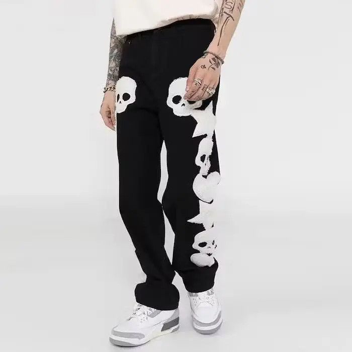 Japanese Brand Black Color Skull and Five Stars Embroidery Ripped Jeans Size US 30 / EU 46 - 5 Thumbnail